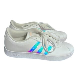 Adidas VL Court 2.0 K Iridescent White Sneakers Kid 7/ Women’s 8.5 F36384 NEW